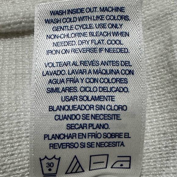 IZOD Open Cardigan Size Medium White Ivory Cream Black Stripe - Picture 9 of 10